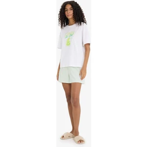 Pijama Takımı Regular Fit Baskılı Kısa Kollu Üst Şort-Fall in Love F5579AX25SM