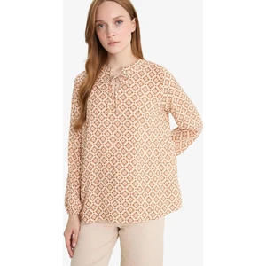 Regular Fit Bağcıklı Yaka Desenli Uzun Kollu Bluz N1809AZ25SP