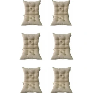 6'lı Kombin Arkalıklı Pofidik Kare Sandalye Minderi 40 × 85 cm Bej