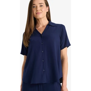 Regular Fit Krinkıl Viskon Kısa Kollu Gömlek F5835AX25SM
