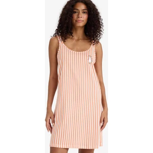 Regular Fit U Yaka Askılı Çizgili Gecelik-Fall in Love F6077AX25HS