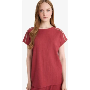 Bisiklet Yaka Bürümcük Kısa Kollu Tişört F6300AX25HS