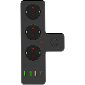2500W Akım Korumalı 3 Prizli,3usb ve 1 Type-C Pd 20W Bağlantılı Duvar Tipi Priz Beyaz
