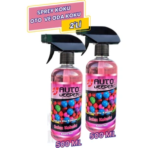 2'li Sakız Kokulu Sprey Oto Parfüm ve Oda Parfümü Ortam Kokusu Araba Kokusu 2X500 ml