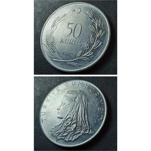 Escoines Koleksiyon 39963682CFA46967A8 1977 Akmonital 50KURUŞ Ça/çil Eski Madeni Para
