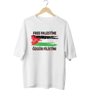 Özgür Filistin 2 Baskılı Özel Tasarım Oversize Tshirt