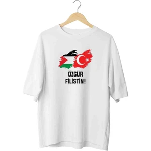Özgür Filistin 3 Baskılı Özel Tasarım Oversize Tshirt