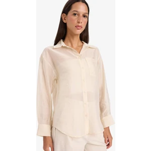 Oversize Geniş Kalıp Basic Düz Modal Uzun Kollu Gömlek E3866AX25SP