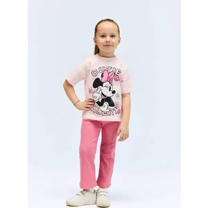 Kız Bebek Disney Mickey & Minnie 2'li Takım Kısa Kollu Tişört Fitilli Kaşkorse Beli Lastikli Tayt E4849A525SM
