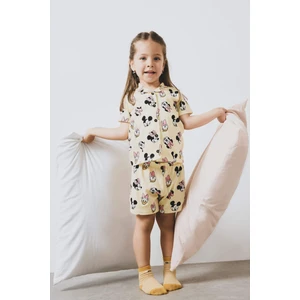 Kız Bebek Disney Mickey & Minnie Pijama Takımı Kısa Kollu Penye Beli Lastikli Şort E4652A525HS