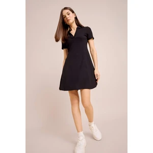 Coool Polo Yaka Fitilli Kaşkorse Kısa Kollu Mini Elbise E5327AX25SP