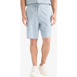 %100 Pamuk Relax Fit Cepli Keten Görünümlü Bermuda Şort C7381AX25SM