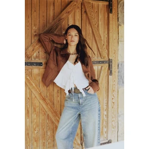 Regular Fit Polo Yaka Cepli Basic Düz Süet Ceket Mont E6033AX25SP