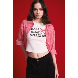 Oversize Geniş Kalıp Çizgili Poplin Uzun Kollu Gömlek E2205AX25SP