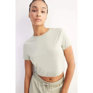 DeFactoFit Crop Bisiklet Yaka Basic Düz Sporcu Kısa Kollu Tişört D7295AX25SP