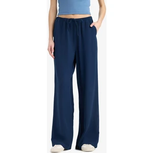 Keten Karışımlı Palazzo Pantolon Wide Leg Geniş Bol Paça Üç Cepli Normal Bel Basic Düz Standart Boy C4545AX25SP