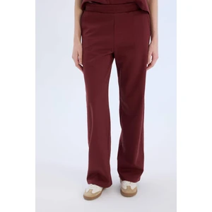 Wide Leg Geniş Paça Eşofman Altı Beli Lastikli Cepli Basic Düz Bordo D3759AX25SP