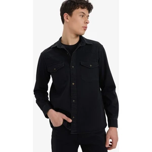 %100 Pamuk Regular Fit Jean Uzun Kollu İnce Gömlek E5711AX25SP