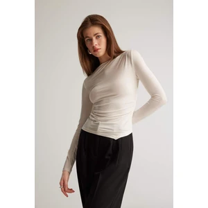 Slim Fit Dar Kesim Bisiklet Yaka Basic Düz Soft Touch Uzun Kollu Tişört E5884AX25SP