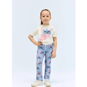 Kız Bebek Disney Lilo & Stitch 2'li Takım Bisiklet Yaka Kısa Kollu Tişört Fitilli Kaşkorse İspanyol Paça Tayt E4802A525SM