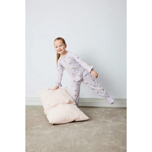 Kız Bebek Pijama Takımı Penye Kelebek Desenli Uzun Kollu Üst Beli Lastikli Uzun Alt D9074A525SP