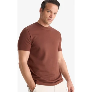 Regular Fit Bisiklet Yaka Dokulu Basic Düz Kısa Kollu Twill Tişört D7912AX25SP