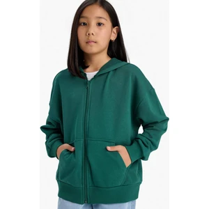 Kız Çocuk Kapüşonlu Basic Düz Cepli Okul Fermuarlı Sweatshirt D9079A825SP