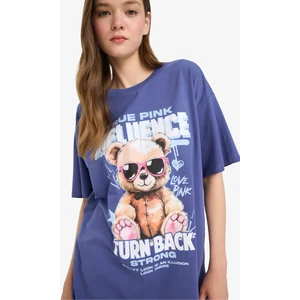 Coool Oversize Geniş Kalıp Bisiklet Yaka Baskılı Kısa Kollu Tişört E0672AX25SM