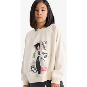 Kız Çocuk Relax Fit Bisiklet Yaka Anime Baskılı Sweatshirt D8817A825SP