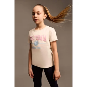 Kız Çocuk Bisiklet Yaka Baskılı Kısa Kollu Tişört D8541A825SM