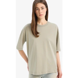 Oversize Geniş Kalıp Bisiklet Yaka Basic Düz Penye Kısa Kollu Tişört C0099AX25SP