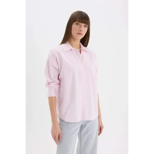 Oversize Geniş Kalıp Çizgili Oxford Uzun Kollu Gömlek D4512AX25SP