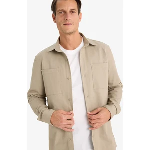 Regular Fit Polo Yaka Gabardin Uzun Kollu Gömlek D6147AX25SP