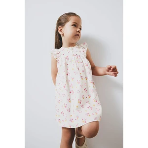 Kız Bebek Çiçekli Kısa Kollu Twill Yazlık Elbise E5811A525SM