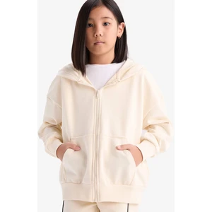 Kız Çocuk Kapüşonlu Basic Düz Cepli Okul Fermuarlı Sweatshirt D9079A825SP