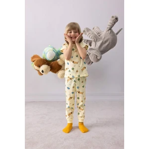 Erkek Bebek Pijama Takımı Desenli Kısa Kollu Penye Üst Beli Lastikli Uzun Alt E1174A525SM