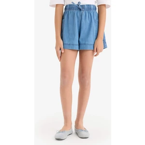 Kız Çocuk Beli Lastikli Cepli Jean Şort B6574A825SM