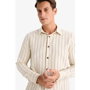 Regular Fit Çizgili Pamuklu Uzun Kollu Gömlek D6146AX25SP