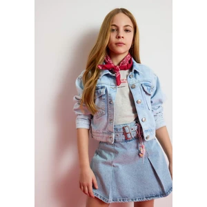 Kız Çocuk Düğmeli Cepli Denim Ceket D9698A825SP