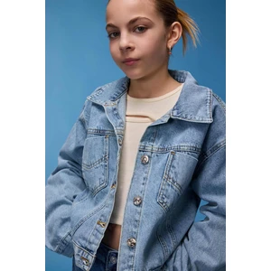 Kız Çocuk Pamuklu Denim Ceket