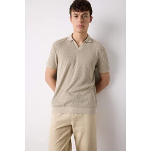 Regular Fit Polo Yaka Kısa Kollu Örgü Görünümlü Tişört B6536AX25SP
