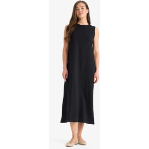 Regular Fit Bisiklet Yaka Basic Düz Penye Kolsuz Midi Elbise C9686AX25SM