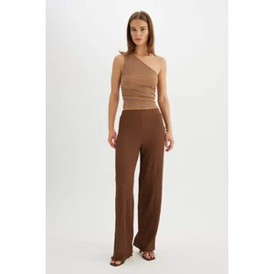 Regular Fit Beli Lastikli Basic Düz Bürümcük Pantolon D4415AX24SM