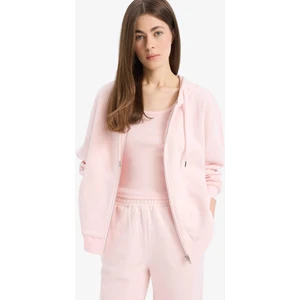 Relax Fit Kapüşonlu Cepli Basic Düz Fermuarlı Sweatshirt C1809AX25SP