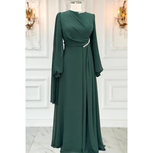 Amine Hüma Feza Abiye Elbise Zümrüt