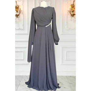 Amine Hüma Feza Abiye Elbise Antrasit