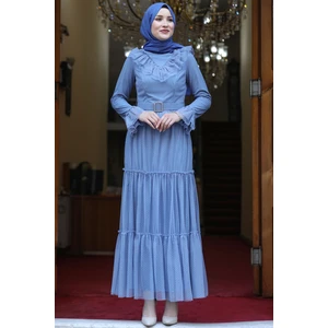 Amine Hüma Damla Elbise Indigo