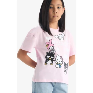 Kız Çocuk Hello Kitty Relax Fit Bisiklet Yaka Kısa Kollu Tişört F5389A825HS