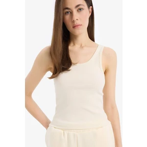 Slim Fit Dar Kesim Basic Düz Yuvarlak Yaka Fitilli Kaşkorse Atlet E5540AX25SM