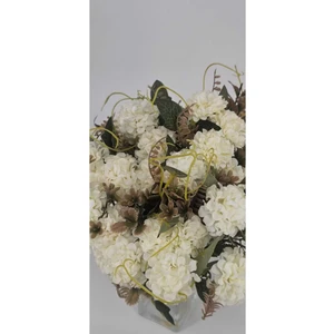 Yapay Eskitme Beyaz Karanfil Saksı Vazo Dekor Çiçeği